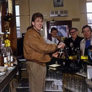 Gary MacKay working behind the bar March 1989