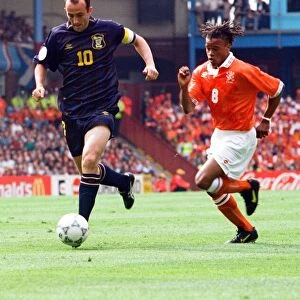 Gary Mcallister with the ball during the Scotland 0 v. Holland 0 game in the European