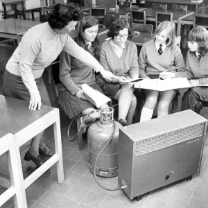 Gas heaters were used in some schools during the fuel shortage in February 1972 Gas heaters were used in some schools during the fuel shortage in February 1972