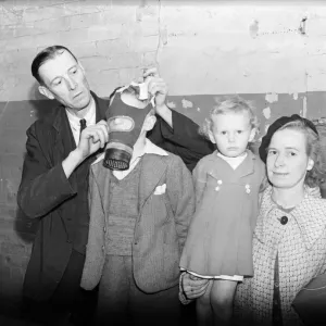 Gas masks are distributed and fitted at the Broad Street offices of Birminghams A. R Gas masks are distributed and fitted at the Broad Street offices of Birminghams A. R