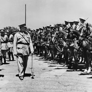 Gen. Sir Henry Wilson inspecting a guard of honour of British Cavalry on his arrival in
