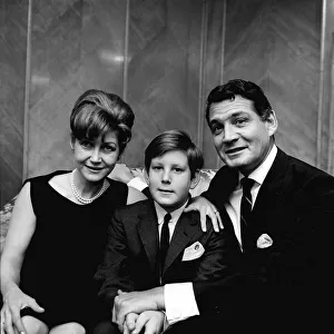 Gene Barry actor with his wife Betty and son Frederick in London April 1964