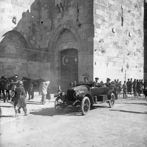 General Allenby leaving by the Jaffa Gate for advanced General Head Quarters after General Allenby leaving by the Jaffa Gate for advanced General Head Quarters after