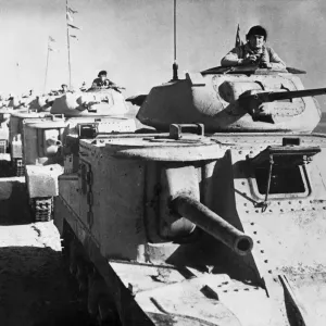 General Grant tanks moving into battle during Second World War. 4th June 1942 General Grant tanks moving into battle during Second World War. 4th June 1942