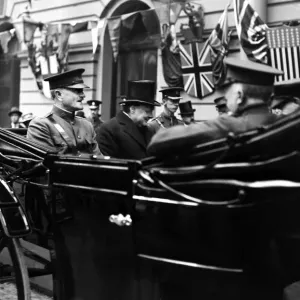 General John J Pershing seen here leaving Victoria station with Mr Winston Churchill