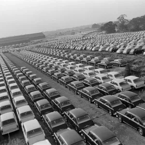 General Scenes Print: Cars outside BMC Factory, Longbridge