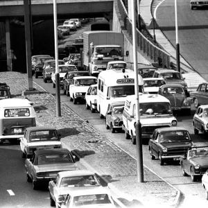 General scenes of traffic scenes in Newcastle - A traffic jam on the Central Motorway