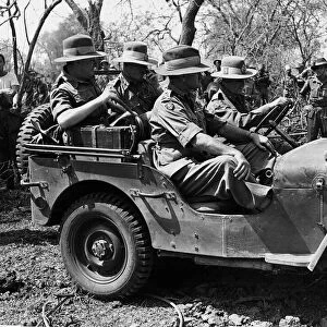 General Slim commander of the British Fourteenth Army in Burma in World War 2 in a jeep