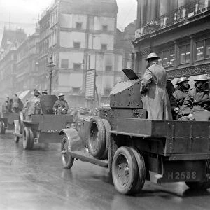 General Strike Scene May 1926 Armoured cars out on the streets at the Mansion House