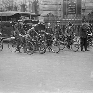 General Strike Scene May 1926 Cyclist at the Bank during the General strike of