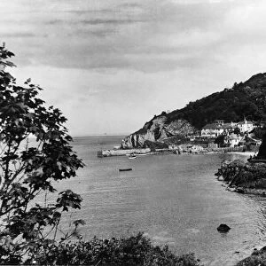 General view of Babbacombe bay on the English Riviera, South Devon. August 1934