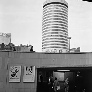 General view of the Bull Ring centre and Rotunda in Birmingham, West Midlands