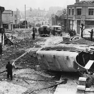 Print of Easton Road in Bristol after WWII bombing Print of Easton Road in Bristol after WWII bombing