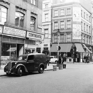 General view of Frith Street, Soho, London, 26th June 1956