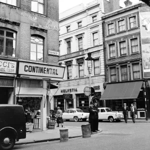General view of Frith Street, Soho, London, 26th June 1956