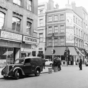 General view of Frith Street, Soho, London, 26th June 1956
