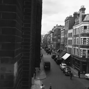 General view of Frith Street, Soho, London, 26th June 1956