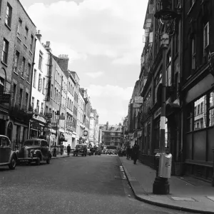 General view of Frith Street, Soho, London, 26th June 1956