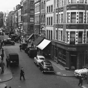 General view of Frith Street, Soho, London, 26th June 1956