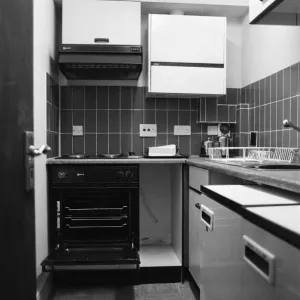 General View of a Kitchen in a Flat Print, 29th October 1986
