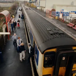 Ein allgemeiner Blick auf das Bahnhofsvorfeld von Prudhoe am 28. zum Eisenbahnanschluss zur Linie zwischen Newcastle und Carlisle