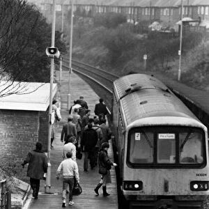 A general view of Seaburn Railway Station with its wooden platform on 13th February 1987