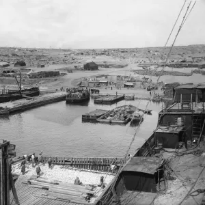 A general view taken from the bridge of the SS River Clyde of the French Depot at Sedd el A general view taken from the bridge of the SS River Clyde of the French Depot at Sedd el