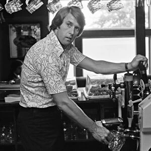 Geoff Hurst, Stoke City and ex-England footballer, pictured working in the pub that he
