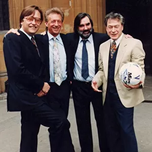 George Best with David Mellor, Denis Law and Tony Banks at the Houses of Parliament - May