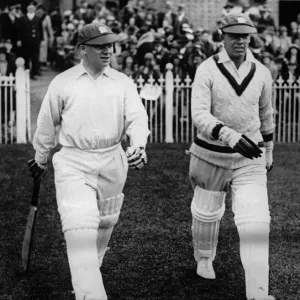 George Duckworth and Bob Wyatt going out to bat for England. Circa 1930 George Duckworth and Bob Wyatt going out to bat for England. Circa 1930