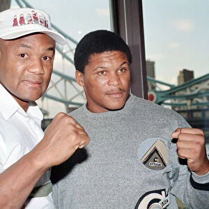 George Foreman pictured with Terry Anderson, they are fighting tomorrow at the London