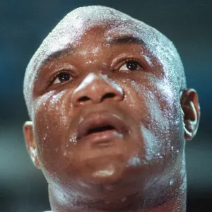 George Foreman pictured during training ahead of his fight with Terry Anderson
