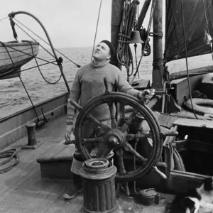 George Greenwell Aboard the Sailing Barge Ardwina Print April 1936 George Greenwell Aboard the Sailing Barge Ardwina Print April 1936
