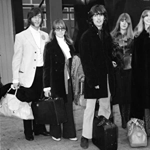 George Harrison & John Lennon with wifes Patti Boyd Cynthia Lennon & Jenny Boyd at London