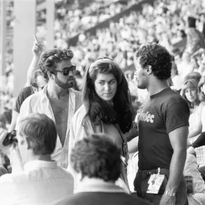 George Michael in the audience during the opening of the Live Aid Concert at Wembley George Michael in the audience during the opening of the Live Aid Concert at Wembley