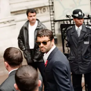 George Michael at the High Court, during his failed court battle to be released from his