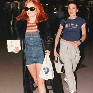 Geri and Mel C of the Spice girls leave Heathrow for Paris 1997