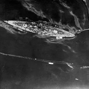 A German battleship Tirpitz seen here after attack by Royal Navy midget submarine in