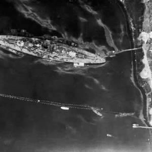 A German battleship Tirpitz seen here after attack by Royal Navy midget submarine in A German battleship Tirpitz seen here after attack by Royal Navy midget submarine in