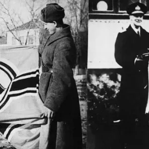 German flags captured by the 341st Reconnaissance Batallion of the 16th Motorised