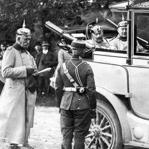 German Kaiser Wilhelm II seen here with General Moltke receiving a report from an officer German Kaiser Wilhelm II seen here with General Moltke receiving a report from an officer