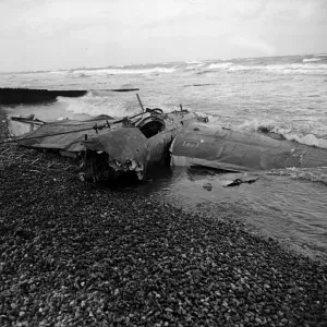 Messerschmitt Print: A Downed Luftwaffe Fighter on Norfolk Beach Messerschmitt Print: A Downed Luftwaffe Fighter on Norfolk Beach