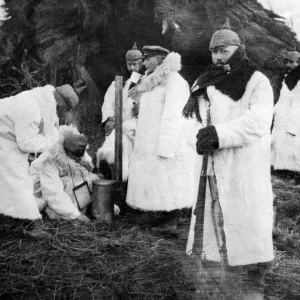 German Officers in Snow, Poland 1915 Print