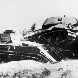 Crushed German Panzer Tank Print, August 1941 Crushed German Panzer Tank Print, August 1941