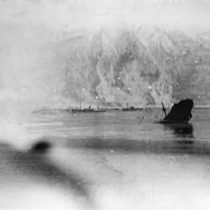 German Transport sunk in Narvik Harbour, Ofotfjord, Norway during the Second Battle of