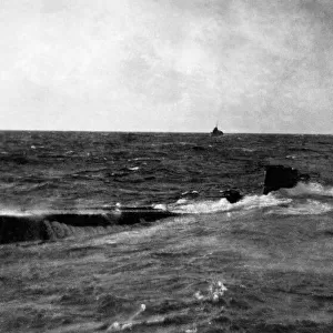 A German U-Boat sinking following an attack by destroyers