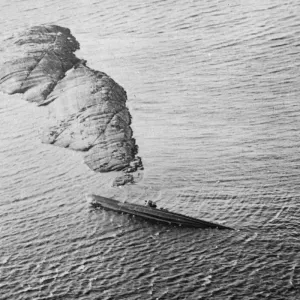 Print of German U-boat U1060, grounded in the Norwegian Sea