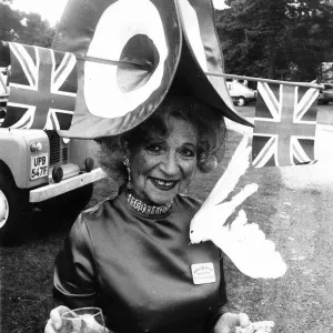 Gertrude Shilling in Union Jack flag hat at Royal Ascot in 1982 Gertrude Shilling in Union Jack flag hat at Royal Ascot in 1982