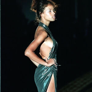 Gianni Versace Fashion Show in Paris France Jan 94 Model wearing a backless green