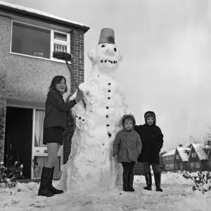 Giant snowman at Marton, Middlesbrough. 1971 Giant snowman at Marton, Middlesbrough. 1971